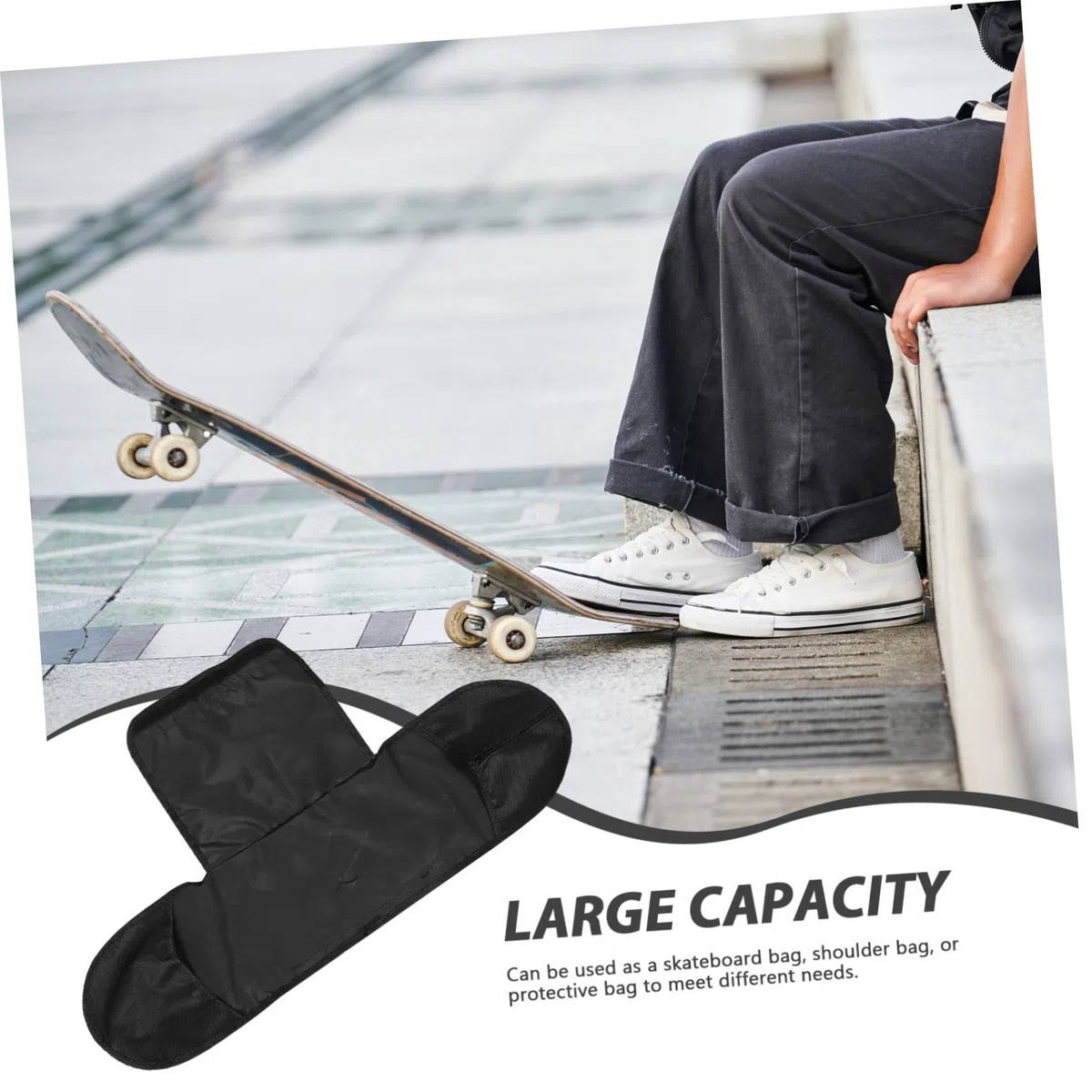 Borsa Skateboard Tracolla Ventilata con Sacca Porta Skateboard Singola Spalla per Sport Outdoor Zaino Traspirante con Ampio Spazio per Attrezzatura