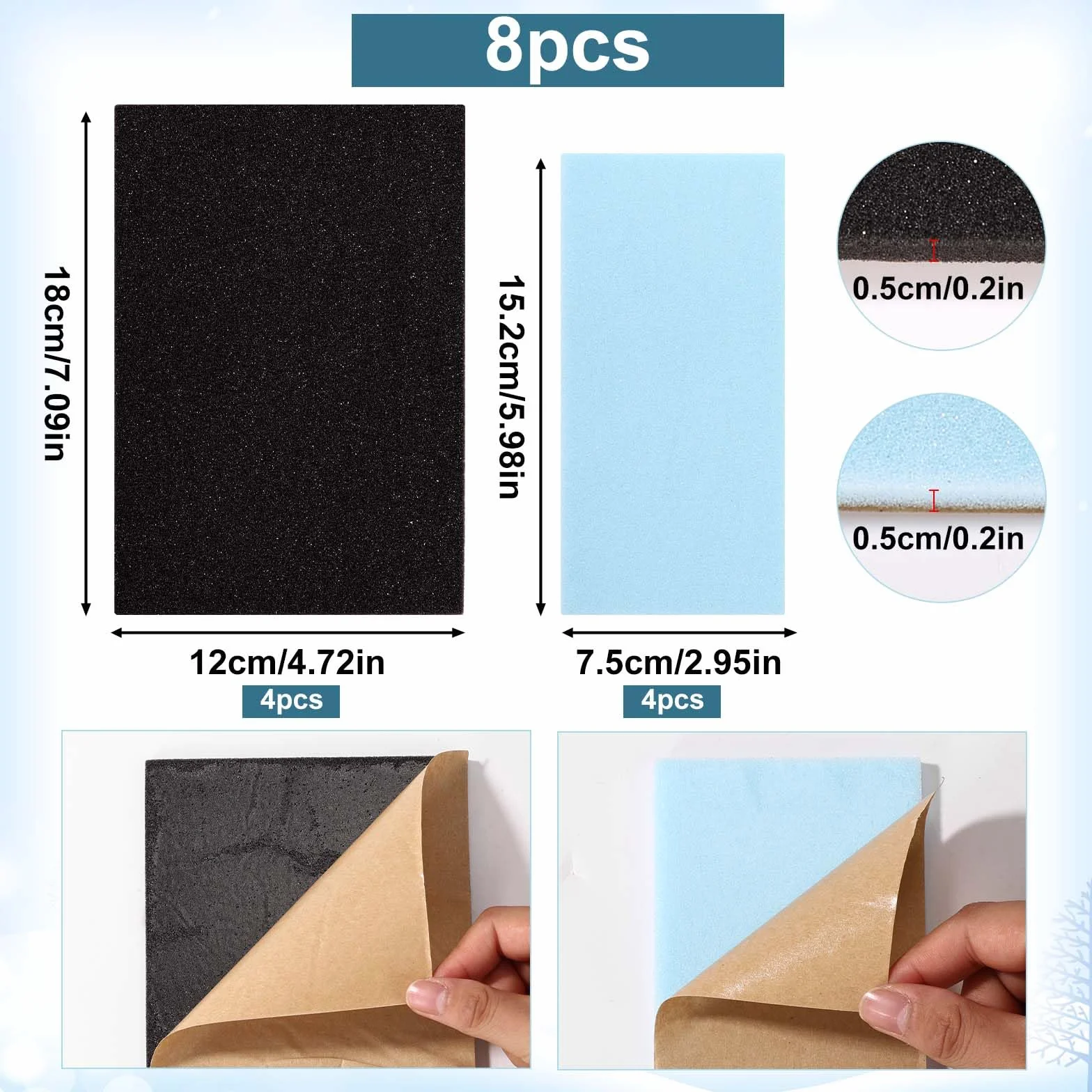 8 Pezzi Parastinchi da Sci, Adesivi Parastinchi Snowboard Inserti in Schiuma per Scarponi da Sci 2 Misure (18x12cm, 15,2x7,5cm) per Bambini Ragazzi Uomini e Donne