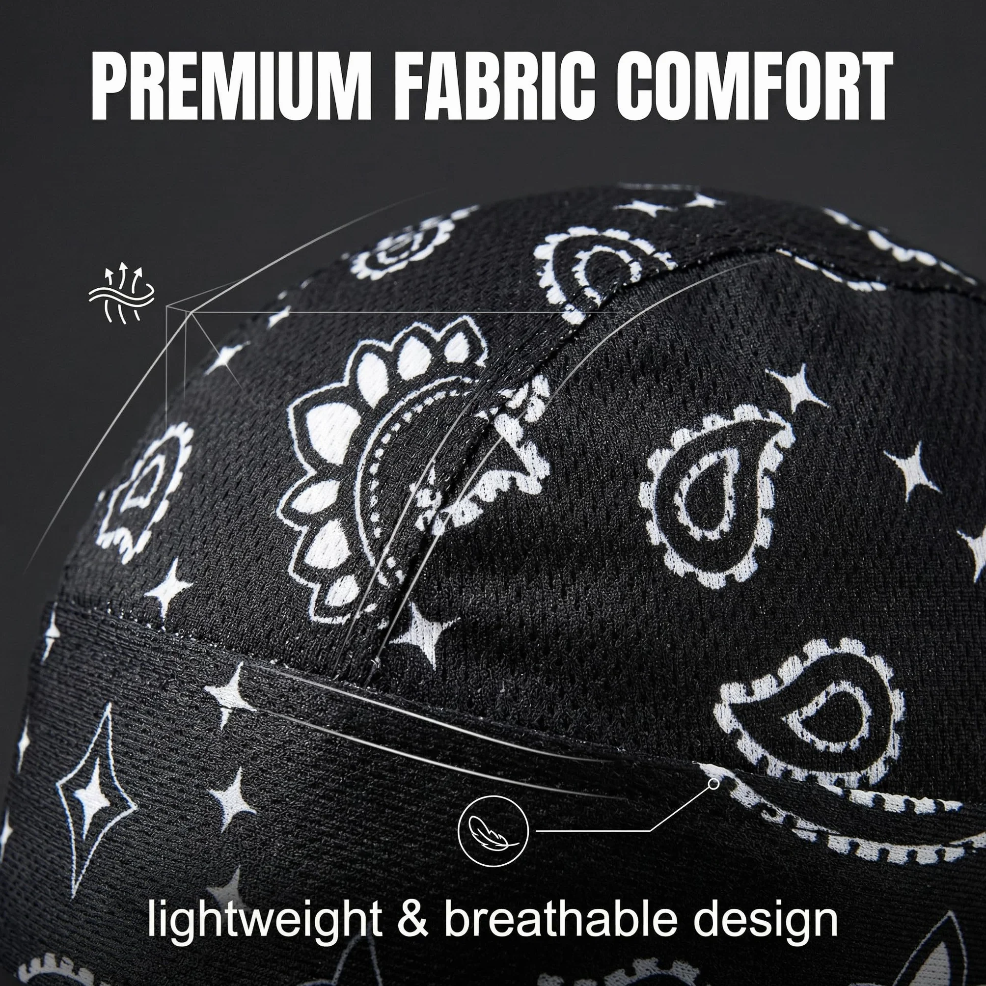 2 Pezzi Bandana Cap Sport, Foulard pour Hommes & Femmes, Copricapo Anti-UV Estate, Durag Pirata Traspirante, Fascia Biker per Ciclismo Corsa & Esterno