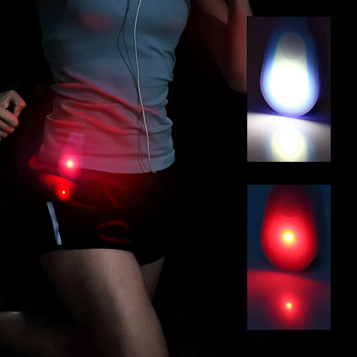 Luce da corsa, Mini luce notturna a LED portatile da esterno impermeabile Lampada da corsa con clip in silicone per cam, escursionismo, camminata con il cane, corsa, arrampicata (Blau)