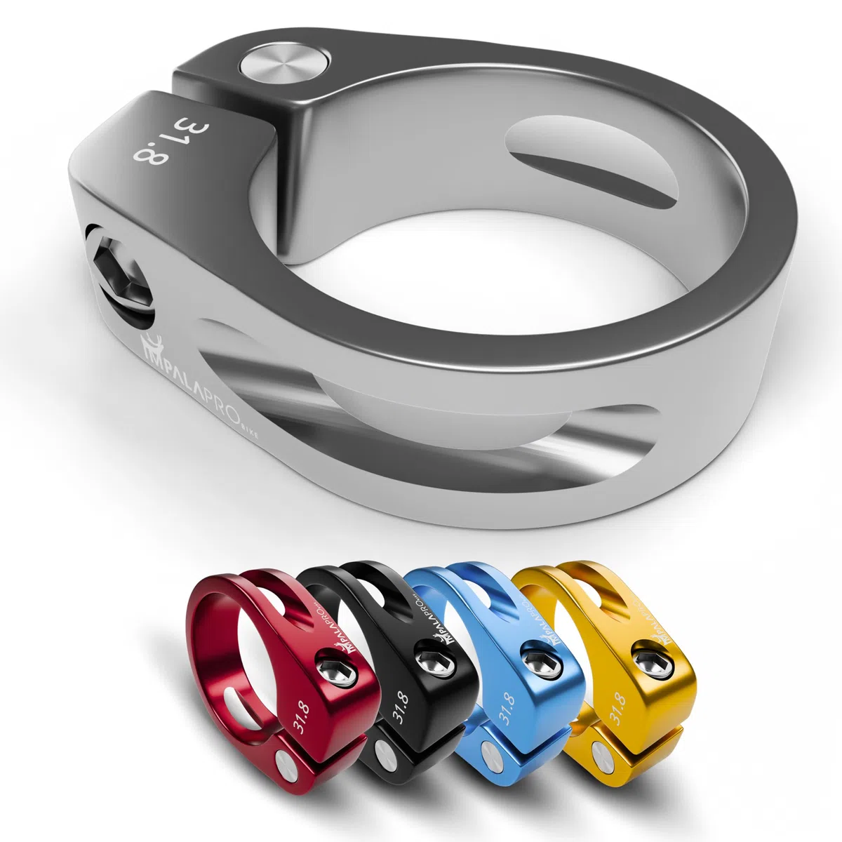 IMPALAPRO Bike - Chiusura Sella - Morsetto Sella Bici - Collarino Sella - Fissaggio Sella - Attacco Sella Bici - Collarino Reggisella - Reggisella Bicicletta (Argento, 31,8mm/1.25in)