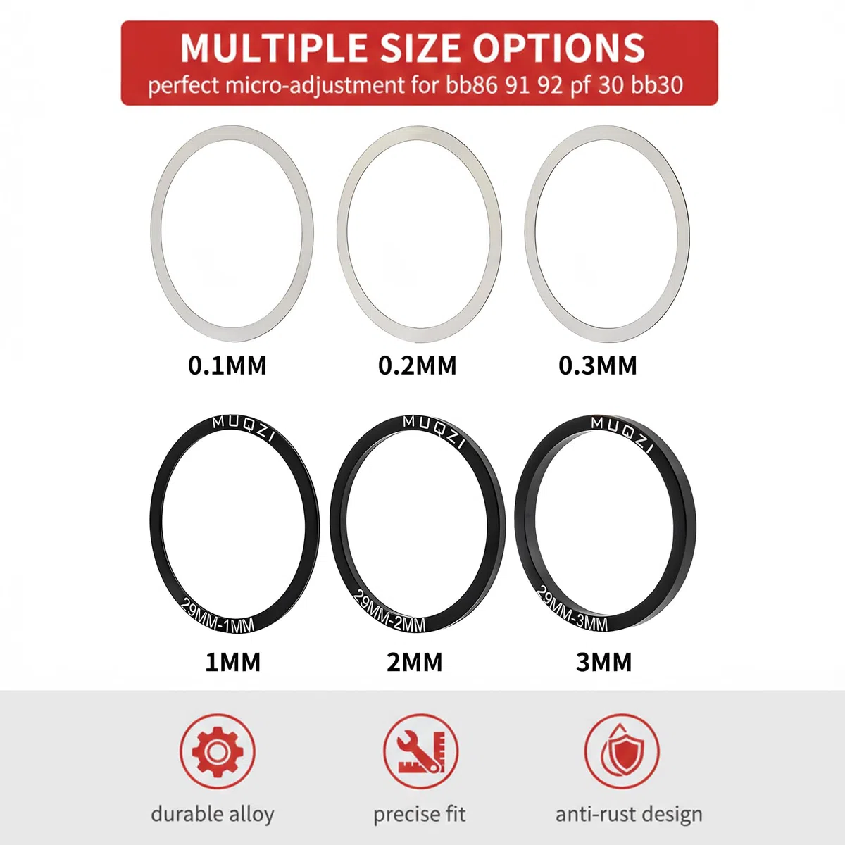 12 Pezzi Guarnizioni Per Cuscinetti Interni Per Bicicletta 29mm Manovella Distanziatori Inferiori e Rondelle Compatibili con BB86/91/92/BB30/PF30 Accessori Per Manovella e Movimento Centrale