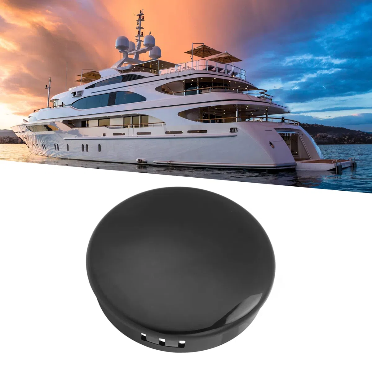 Tappo centrale del volante, tappo centrale del volante del PC nero da 2,75 pollici Accessori per barche ad alta resistenza per Yacht Marine
