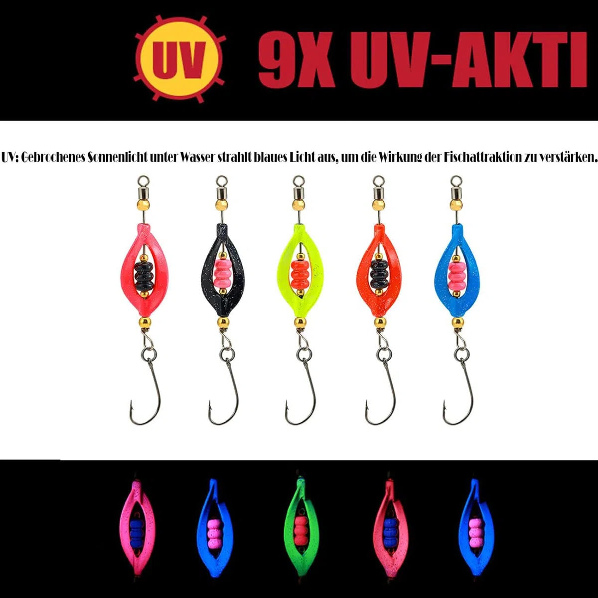 Twist Spoons, trota attiva e autoilluminante, 3 g, 4 g, Machilea 5 x Twister Spinner per trote, spoon in scatola, set di esche per trote, pesca alla trota