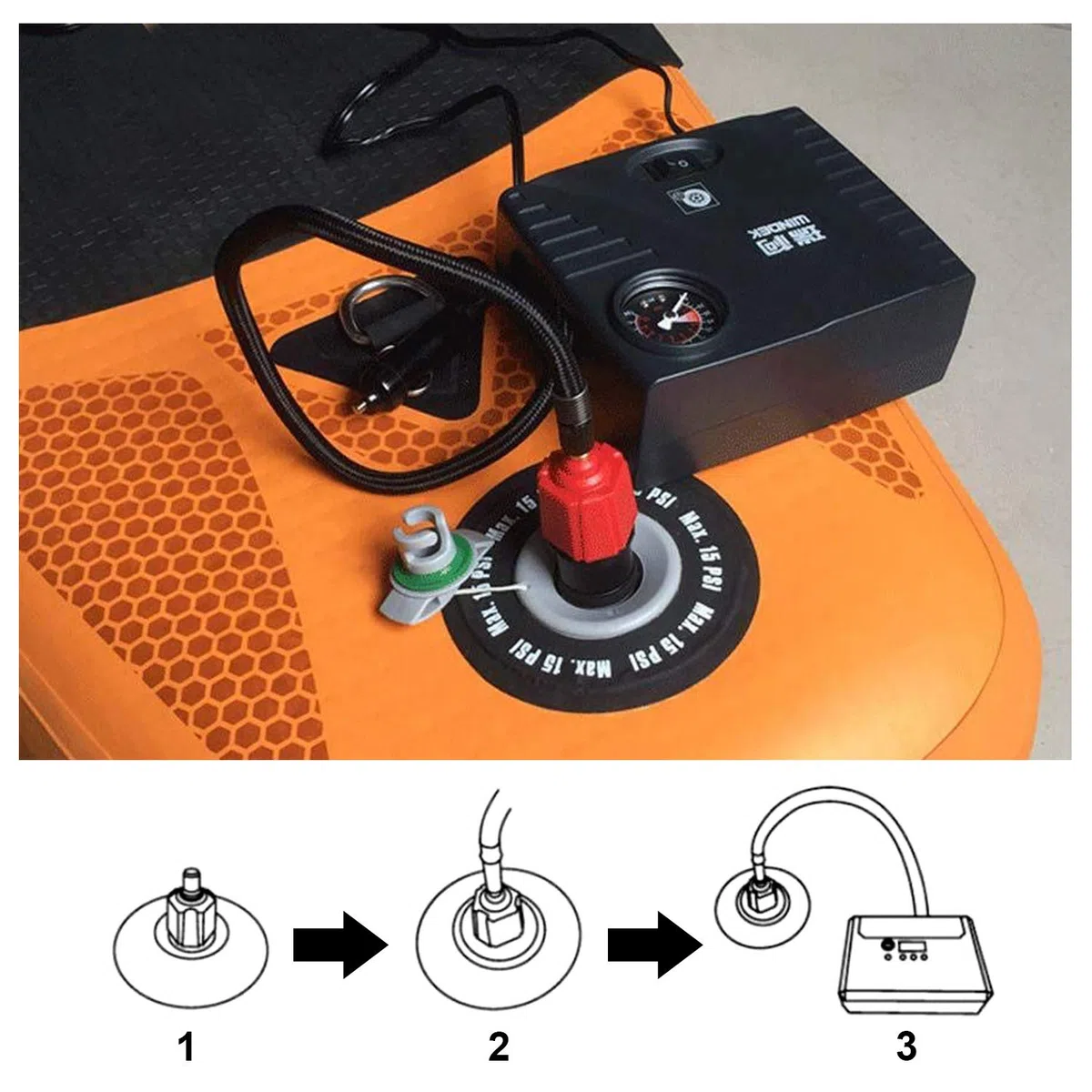 Oumers Adattatore per pompa gonfiabile, convertitore per pompa ad aria, 4 standard, attacco convenzionale per valvola dell'aria per gommoni, stand up paddle, letto gonfiabile, ecc