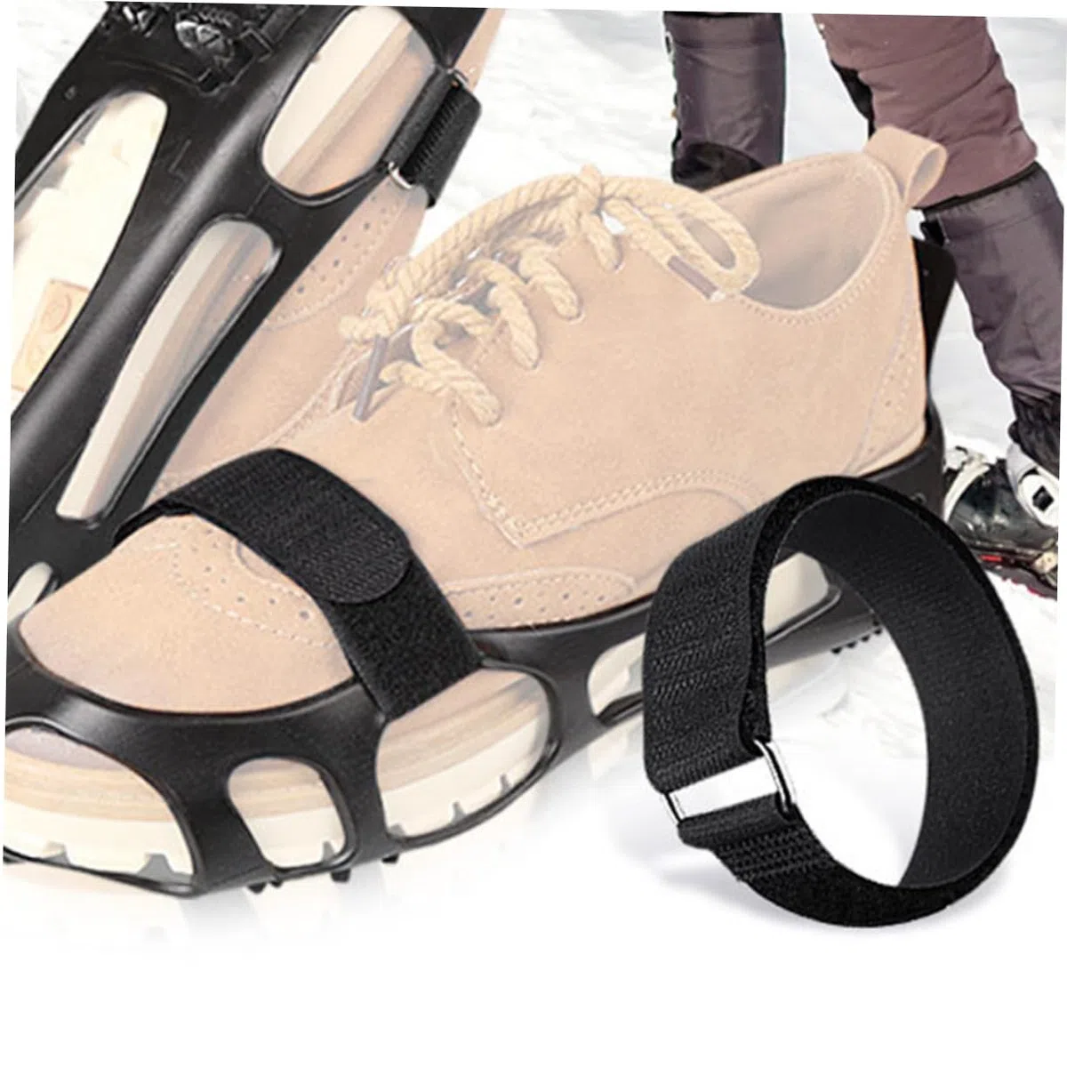 Hemobllo Cinghie Antiscivolo per Scarpe in Nylon e Metallo, Regolabili e Pieghevoli, 4 Pezzi per Scarpe e Stivali e Spazzaneve