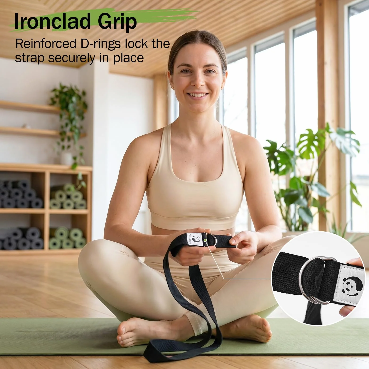 Slim Panda Cinghia Yoga In Cotone, Stretching Cintura Yoga Yoga Attrezzi per Fitness, Fascia Elastica Esercizi con Fibbia Scorrevole in Metallo per Principianti e Avanzati, Diversi Colori (180/250cm)
