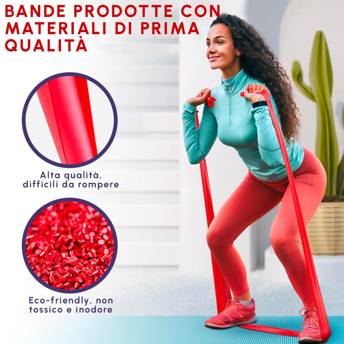 Bande Elastiche per Ginnastica Posturale e Riabilitazione Spalla e Caviglia, Fascia Terapeutica per Fisioterapia e Fitness, Thera band per Allenamento di Fitness, Pilates e Yoga