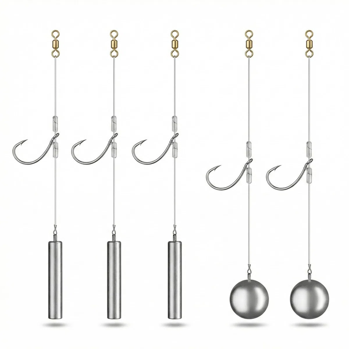 5 Pezzi Ami da Pesca In Mare, Montature da pesca Montature Drop Shot Montature con terminale Lenza finale Ami da pesca Montature Dropshot prefabbricate con pesi Assemblaggio Dropshot