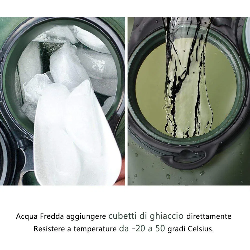 Sacca Idratazione,2L Sacca d'acqua a Prova di Perdite e Duratura per Correndo, Campeggio, Passeggiata,Verde