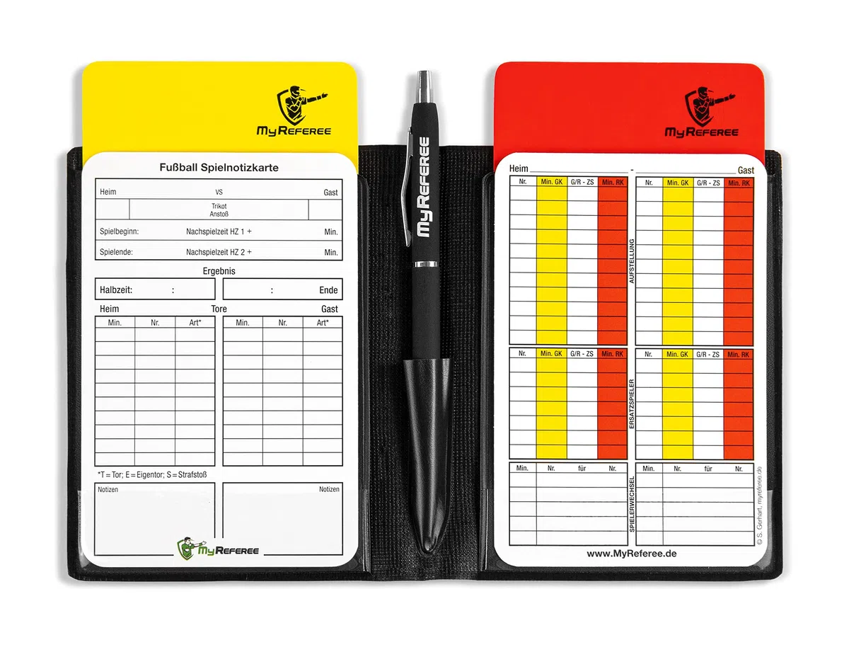 Set da arbitro mini calcio, con note di gioco, penne, carte disciplinari, set arbitri | Schiri