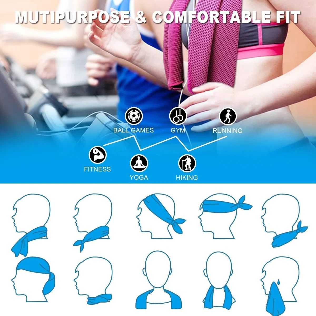 4 Pezzi Asciugamano Raffreddamento, 100 X 30CM Asciugamano Rinfrescante Sportivo, Asciugamani Golf, Asciugamani Microfibra, Cooling Towel, Adatto per Fitness, Sport, Yoga E Viaggi (A)