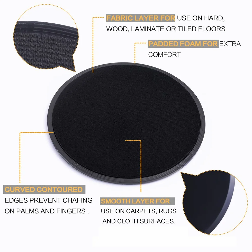 Core Sliders Fitness, Dual Sided Gliding Discs Gliders Uso su Moquette o Pavimenti in Legno per Allenamento Addominali, Yoga, Pilates, Crossfit, Palestra e Casa - Tutte Le Superfici Esercizio