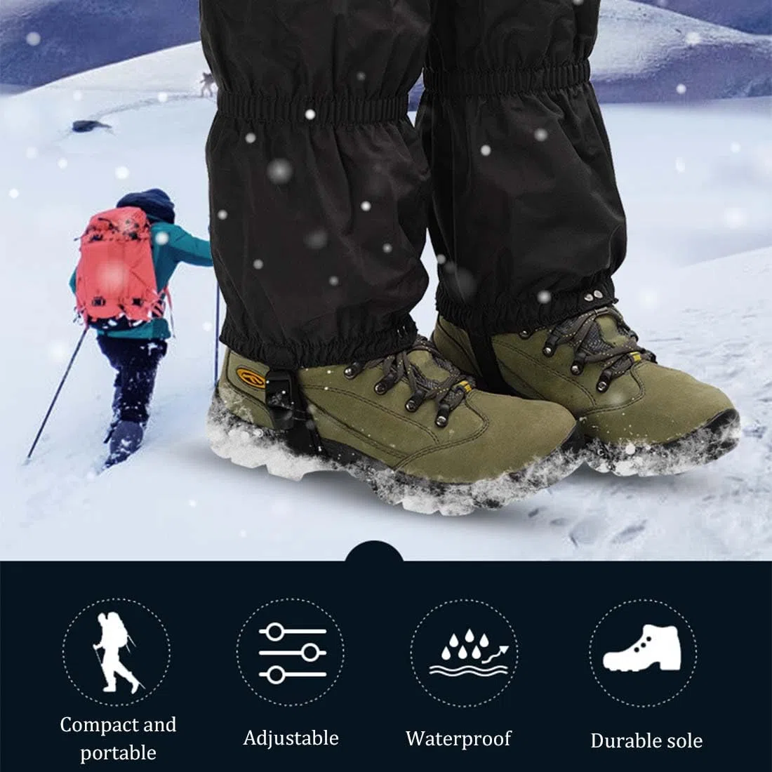 1 Paio Nero Ghette da Escursionismo Impermeabili, Coprigambe Traspiranti per Donne e Uomini, Ghette per Gambe da Neve, Idea per Deserto, Giungla, Neve, Alpinismo, Caccia