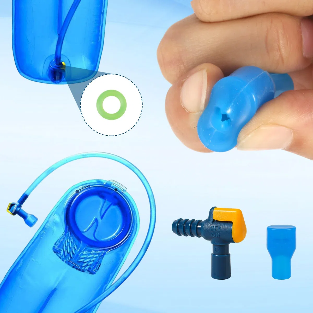 6 Pezzi Valvola di Ricambio per Camelbak, Boccaglio per Pacchetto di Idratazione con 2 Connettori per Tubo Angolato e O-ring Parti di Ricambio per Camelbak Zaino Serbatoio Dell'Acqua