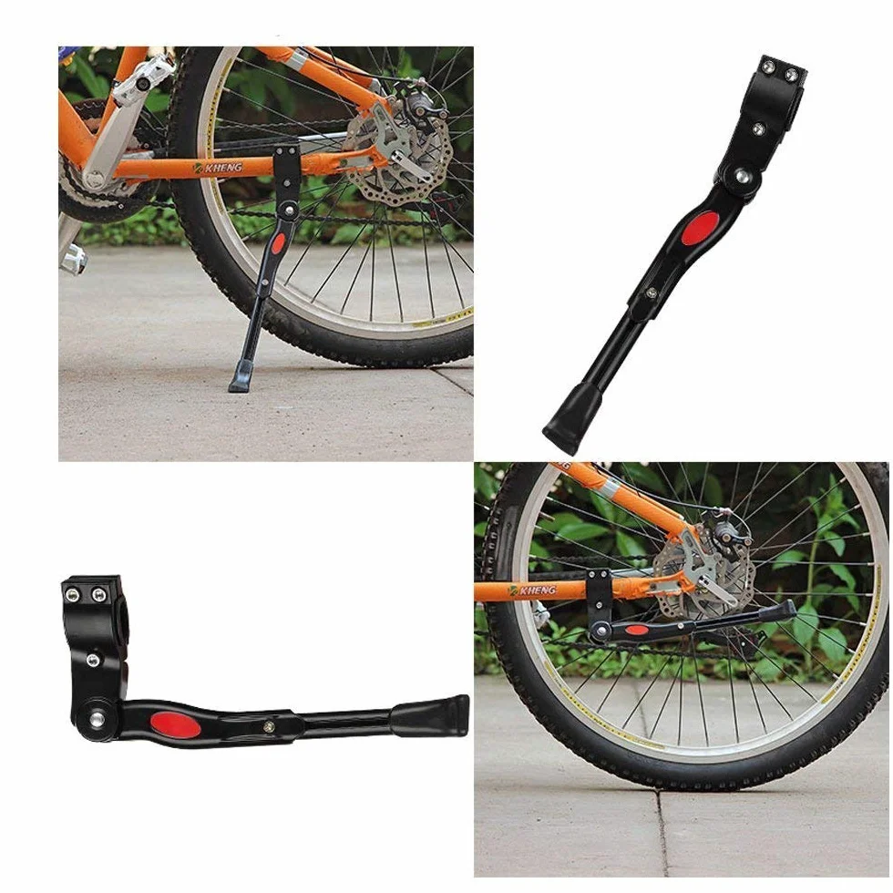 Cavalletto per bici Cavalletto laterale regolabile per bicicletta in lega di alluminio per bici con chiusura nascosta a molla, per biciclette da 24-27 pollici leggere, di peso medio e da crociera