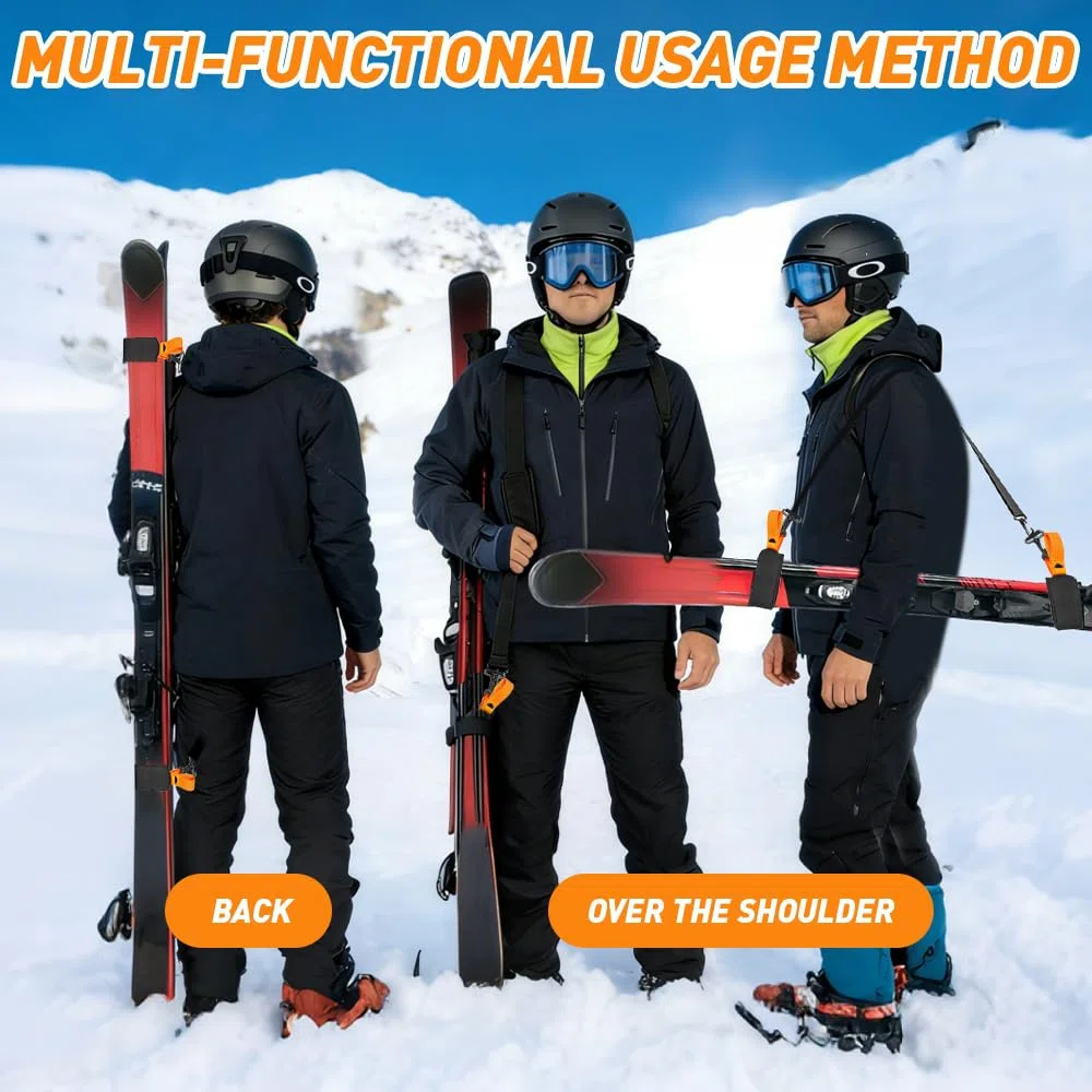 mizikuu Tracolla per Sci Portatile, Regolabile Cinghia da Sci e Portabastone Porta sci e Bastoncini da Spalla Nylon Ski Straps Accessori per Sci Snowboard Attività All'Aperto Invernali