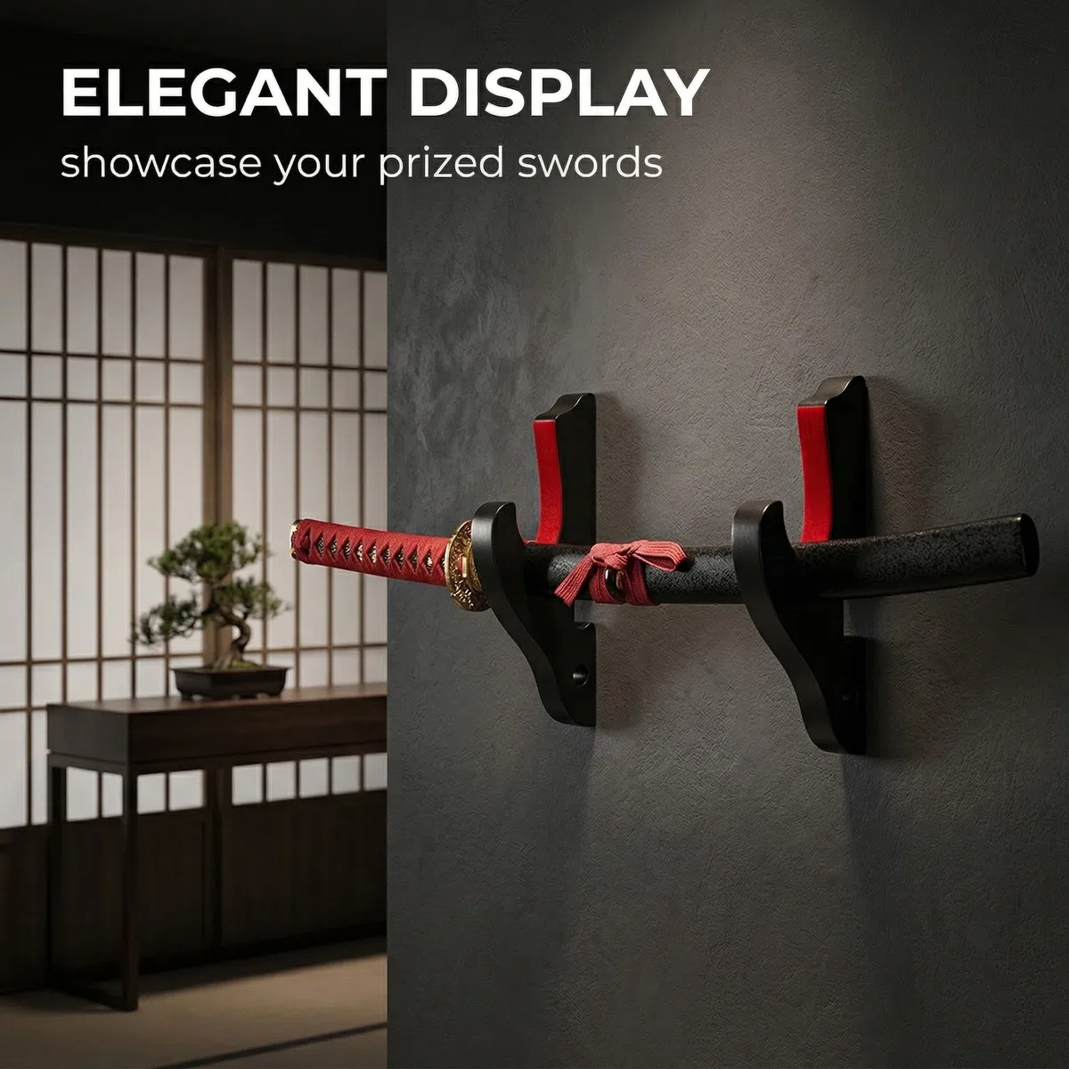 2pcs Supporti Da Parete Per Katana,Ganci Regolabili Con Imbottitura In Velluto,Porta Katana Spade In Legno Nero Per Katane,Wakizashi,Tanto,Sable Laser,Cosplay