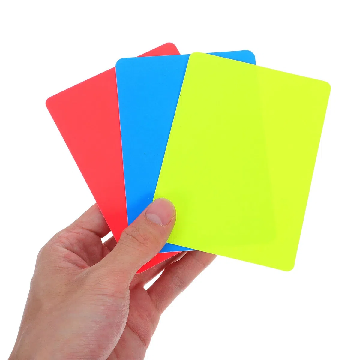 ibasenice Set di 6 biglietti da arbitro in PVC spesso con carte rosse gialle e blu, facili da maneggiare, resistenti alle intemperie, per giochi di pallacanestro, adatti per professionisti