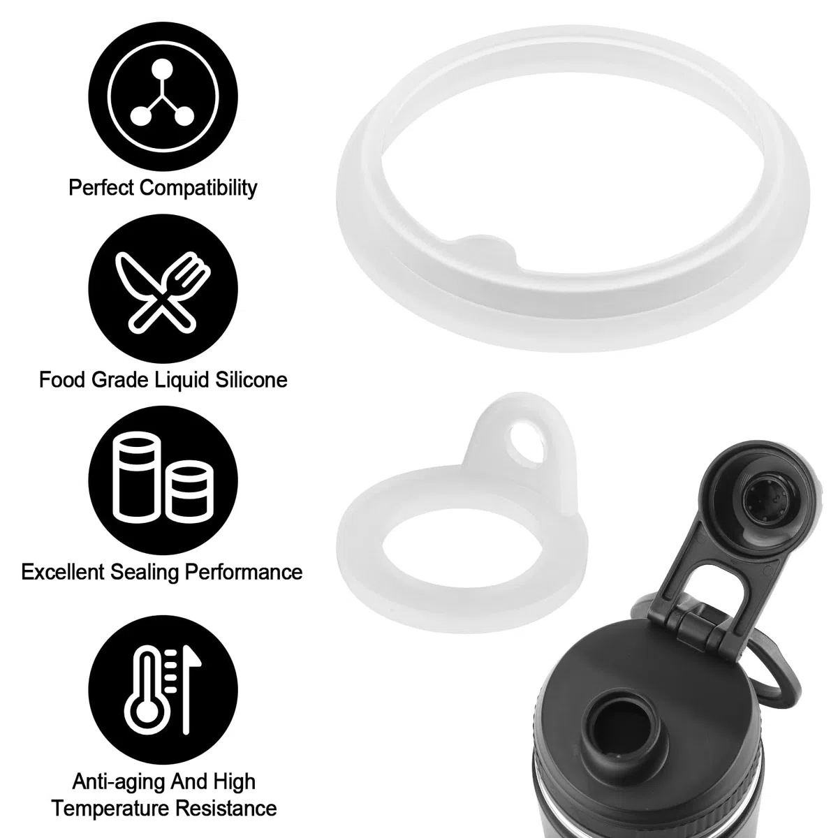 6pz Guarnizioni Ricambio Compatibili con TAKEYA Actives, Anello Tenuta Silicone Anti-Perdite Parti Guarnizione Accessori Ricambio per TAKEYA Actives 18/22/24/32/40oz (Non per TAKEYA Originals)