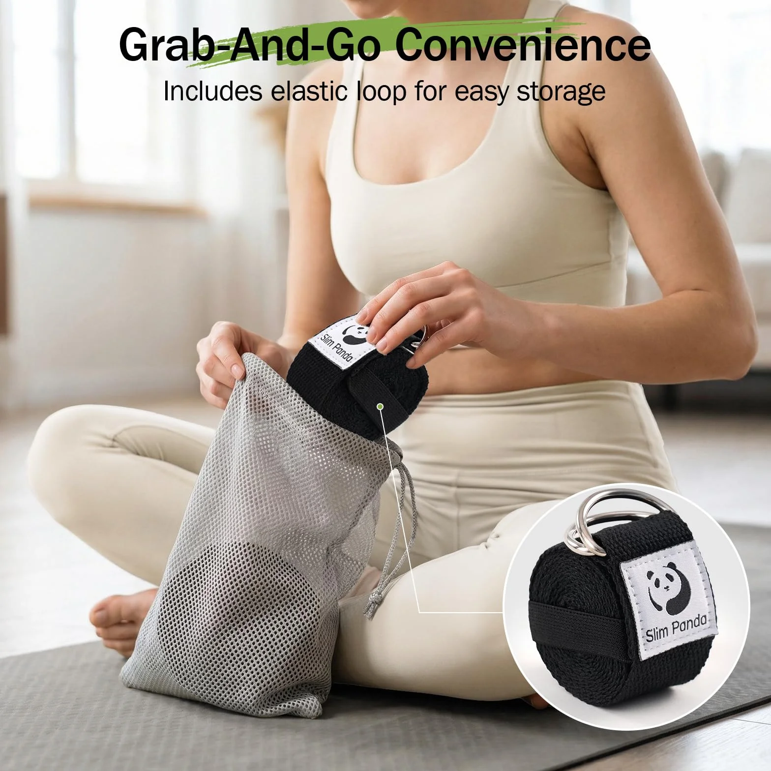Slim Panda Cinghia Yoga In Cotone, Stretching Cintura Yoga Yoga Attrezzi per Fitness, Fascia Elastica Esercizi con Fibbia Scorrevole in Metallo per Principianti e Avanzati, Diversi Colori (180/250cm)