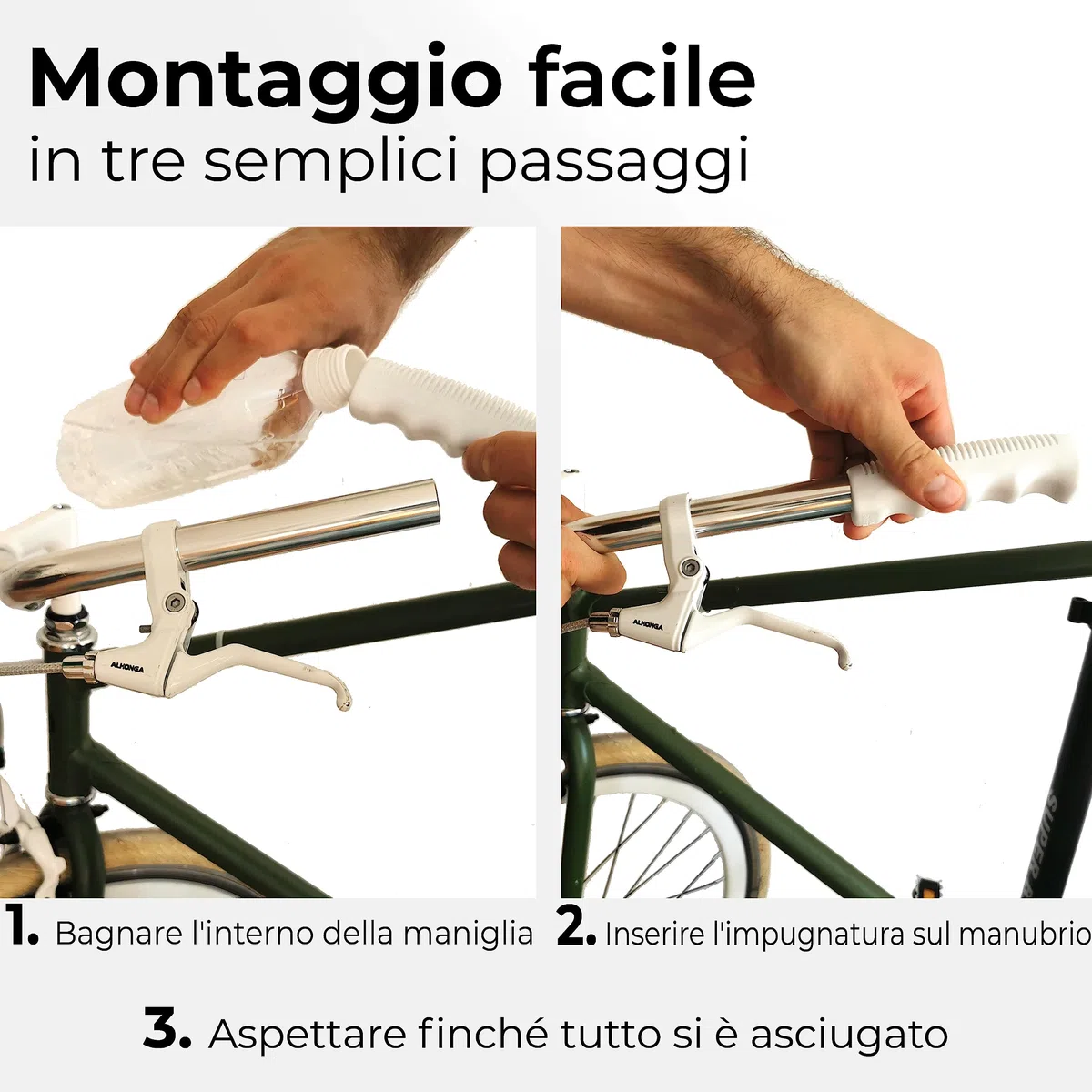 LOEVELOSI, manopole per bicicletta, nere, in stile vintage / bicicletta olandese, con impugnatura comoda, per lato destro e sinistro