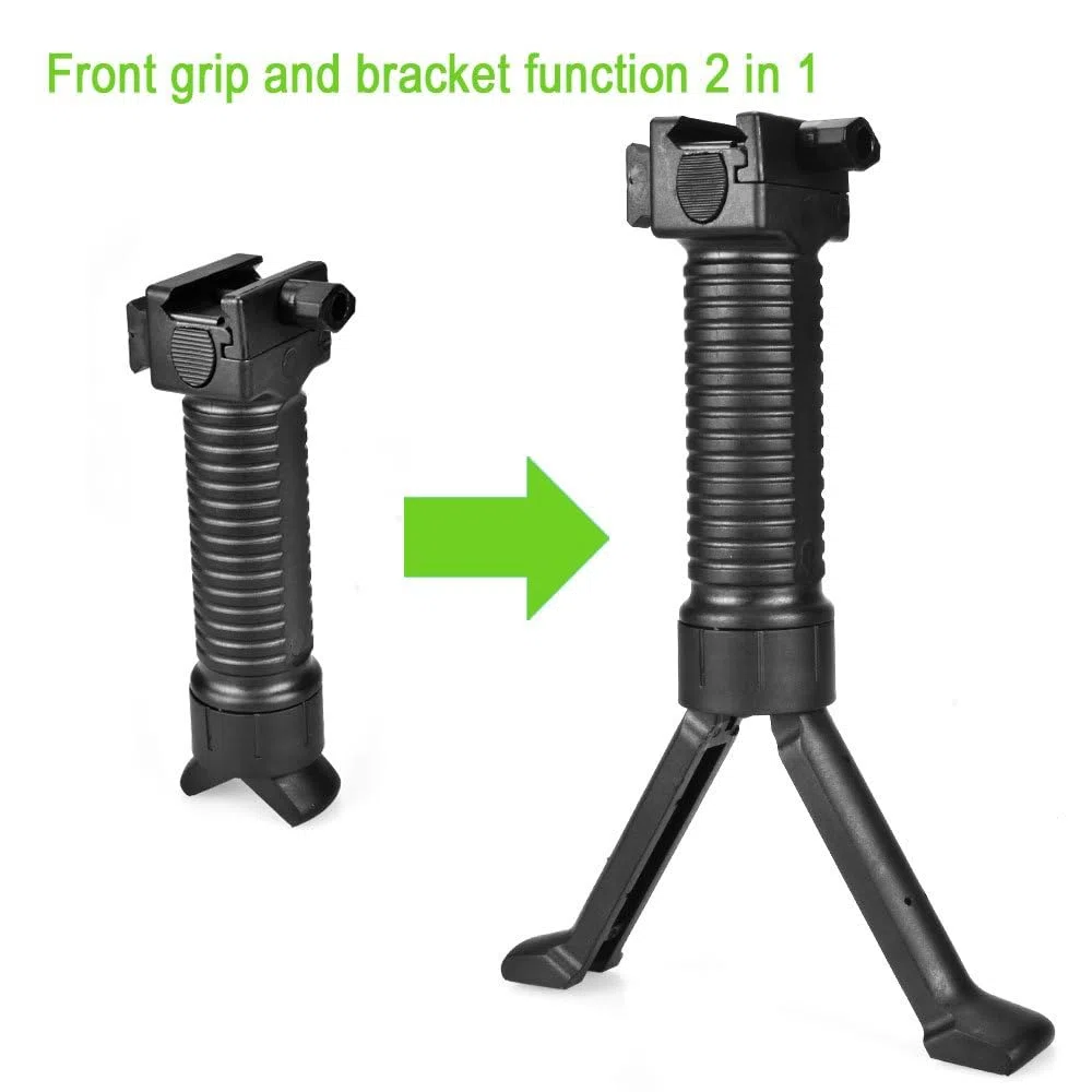 OTraki Bipiede con Impugnatura Forma a Y Vertical Foregrip Retrattile Si Estende da 16 a 22 cm Bipod Si Piega e Si Chiude