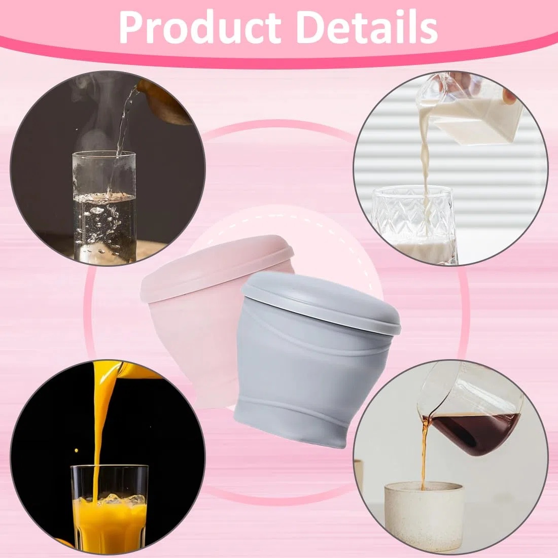 180 ml Tazza da campeggio pieghevole in silicone, 2 Pezzi, Bicchieri Richiudibili da Viaggio, con Coperchio, Ideale per Picnic, Campeggio, Escursionismo, Multicolore