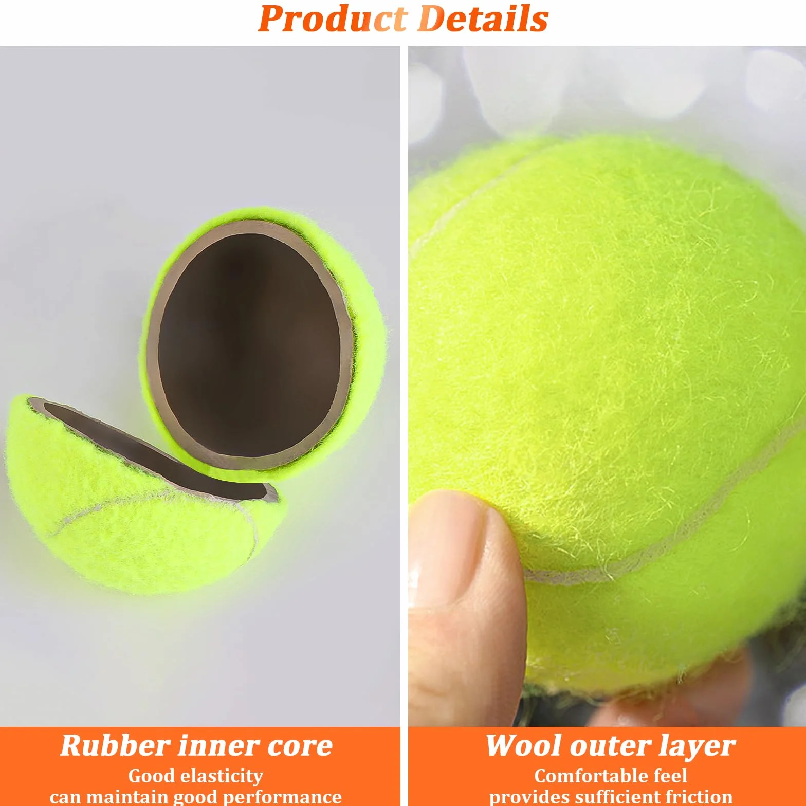 6 Pezzi Palline da Tennis, Palla Allenamento Tennis, Alto Rimbalzo Pallina, per Esercizi di Allenamento per Gare di Club scolastici Gioca con Gatti Cani Sport all'Aria Aperta