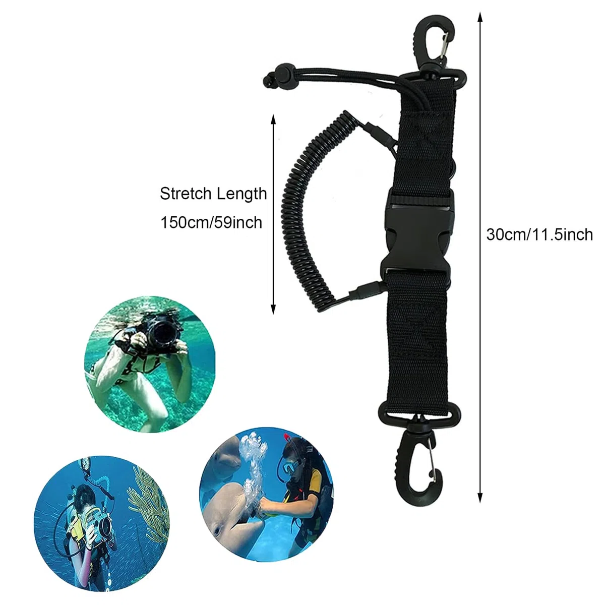 2 Pezzi Lanyard Scuba Diving, Cordino da Immersione con Clip Sgancio Rapido, per Immersioni e Snorkeling