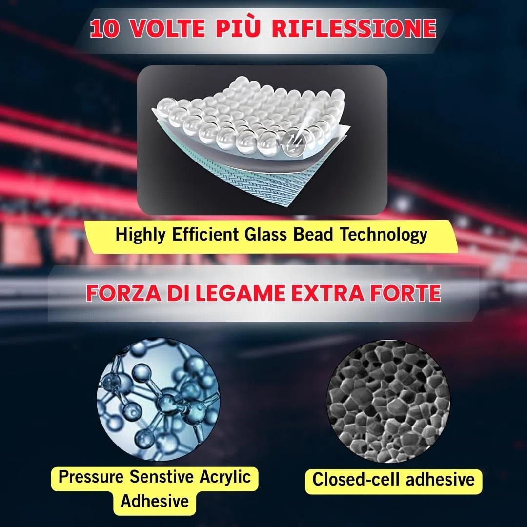 DIN67520 ECE104 - Nastro riflettente riflettente di sicurezza, impermeabile, riflettente, per auto, moto, casco da bicicletta, realizzato con grado 3 m, 5 pezzi, 30 mm x 152 mm
