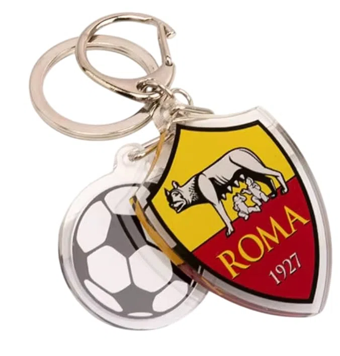 Generico Portachiavi compatibile Roma serie a logo e pallone plastica Calcio sport gadget accessorio zaino idea regalo uomo donna bambino