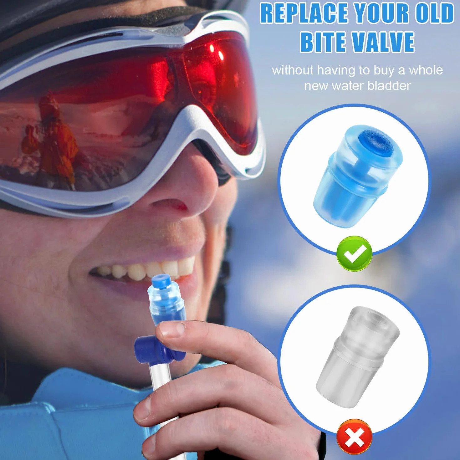 4 Pezzi Valvola Morso, Silicone Senza BPA Sostituzione Della Valvola Bite Hydration Pack Sicuro Sostituzione del Boccaglio per Ugello Compatibile con Osprey (Blu)