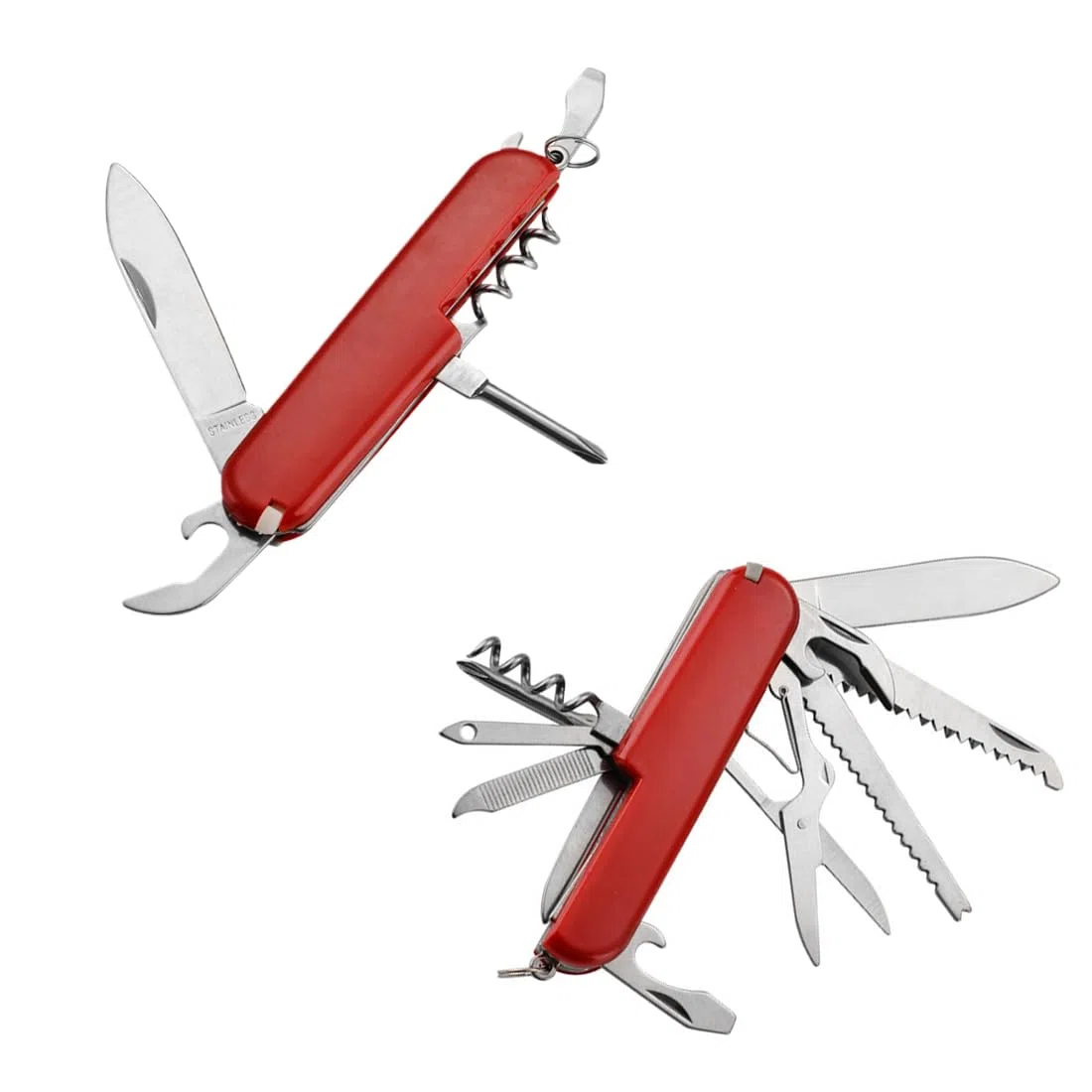 Coltellino Svizzero, Originale, 2 Packs Multiuso, Campeggio, 11 Funzioni e 5 funzioni, Lama, Lama, grande, Cavatappi, Bussola, Escursionismo ed Emergenza, Forbici, Sega, piccola, Spelafili