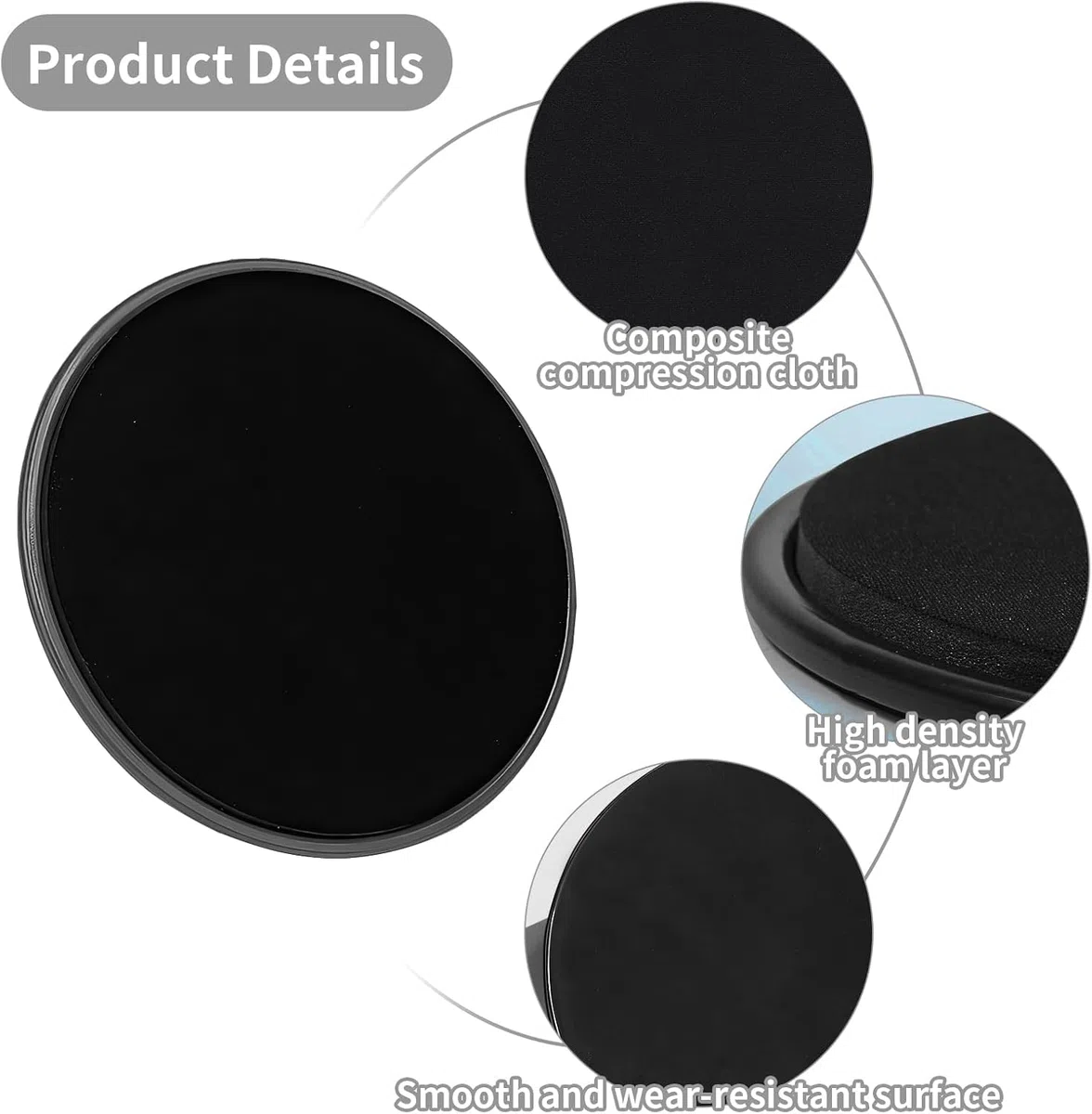 Dischi di Scorrimento 2 Pezzi Dischi Scorrevoli per Fitness,Core Sliders Esercizio Cursori,Sliders Fitness Doppio Lato,Esercizio Disco Scorrevole per Allenamento Completo del Corpo(Nero)
