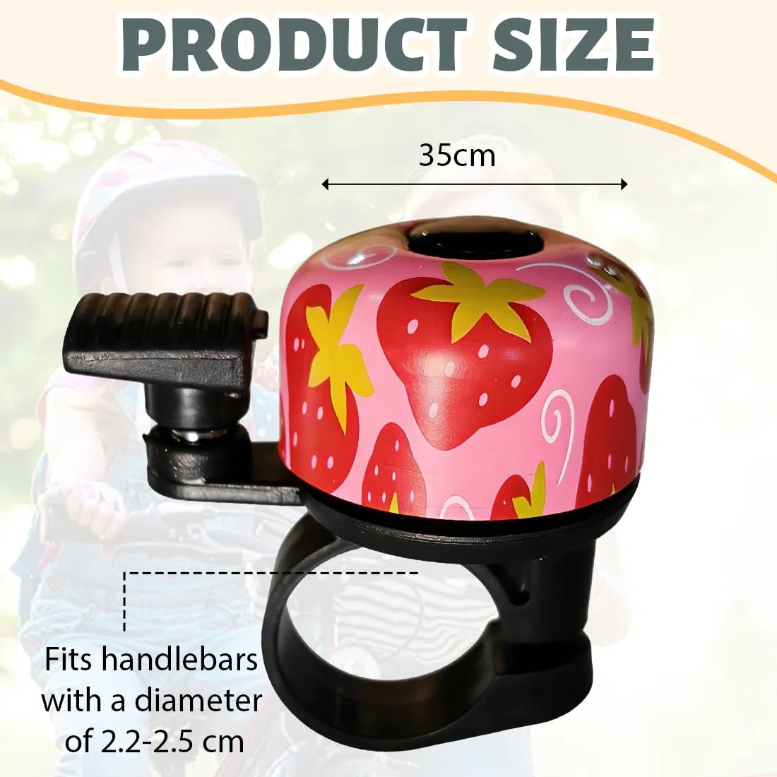 2 Pezzi Campanello Bici Bambino Campanello Bicicletta Per Bicicletta Mountain Bike Campanello Per Bicicletta Accessori Velo Per Bambini Ragazzi Ragazze (Fragola + Cuore)