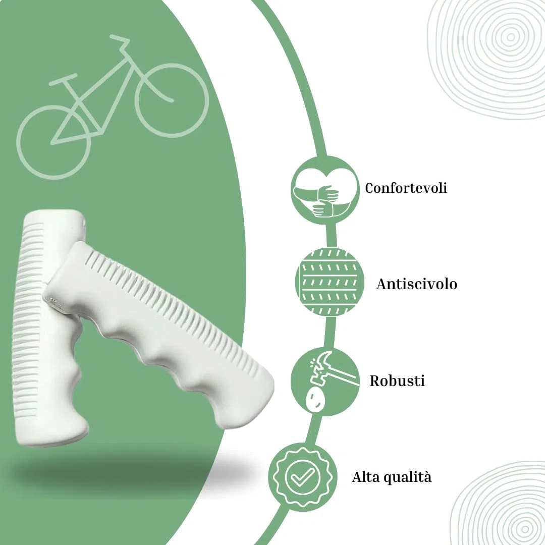 Coppia Manopole Bici Bianche con Scanalature Anti Scivolo - Stile Vintage Retro Universali Leggere - Impugnature Bici - Accessori Bici Vintage - Bici Graziella Olanda City Bike Epoca