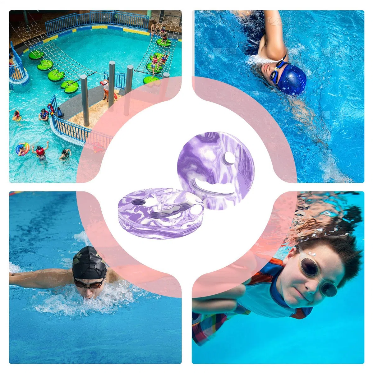 Dischi accademici di fitness - EVA Foam 18 x 3 cm Galleggiante Acqua Esercizio Discś | Aiuto per l'allenamento di nuoto con impugnatura antiscivolo, allenamento di resistenza alla piscina