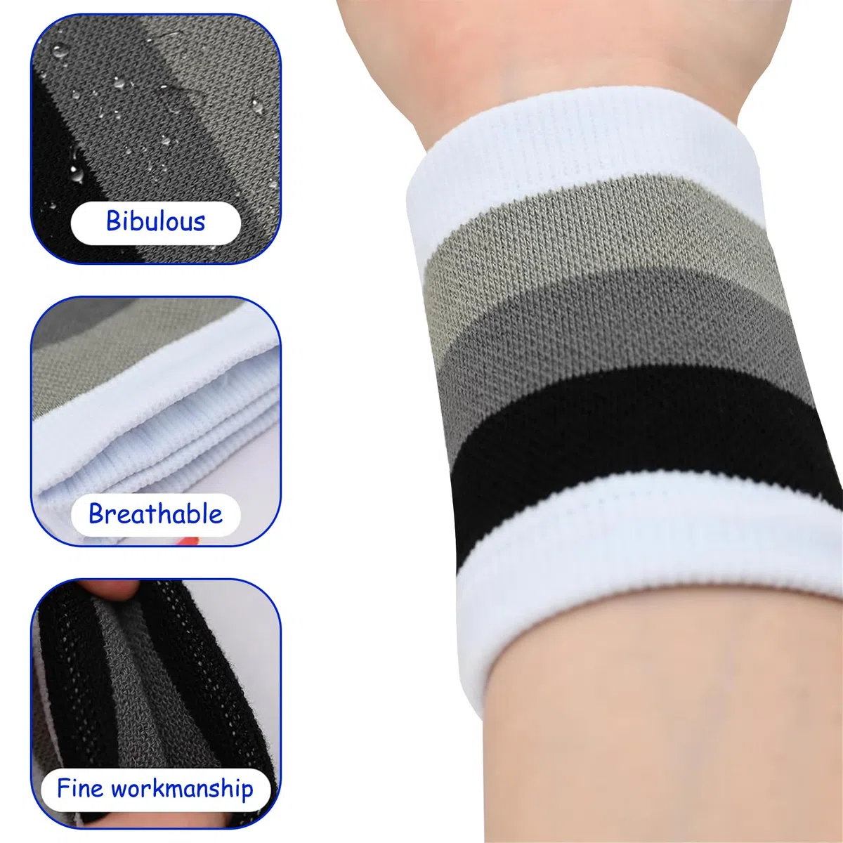 2 Pack Polsino Sportivo, Polsino Sweatband Sportivo, Polsini Palestra da Donna e Uomo, Elastici, Fasce da Polso per Sport Morbido Cotone Addensato, per Basket Palestra Fitness Tennis