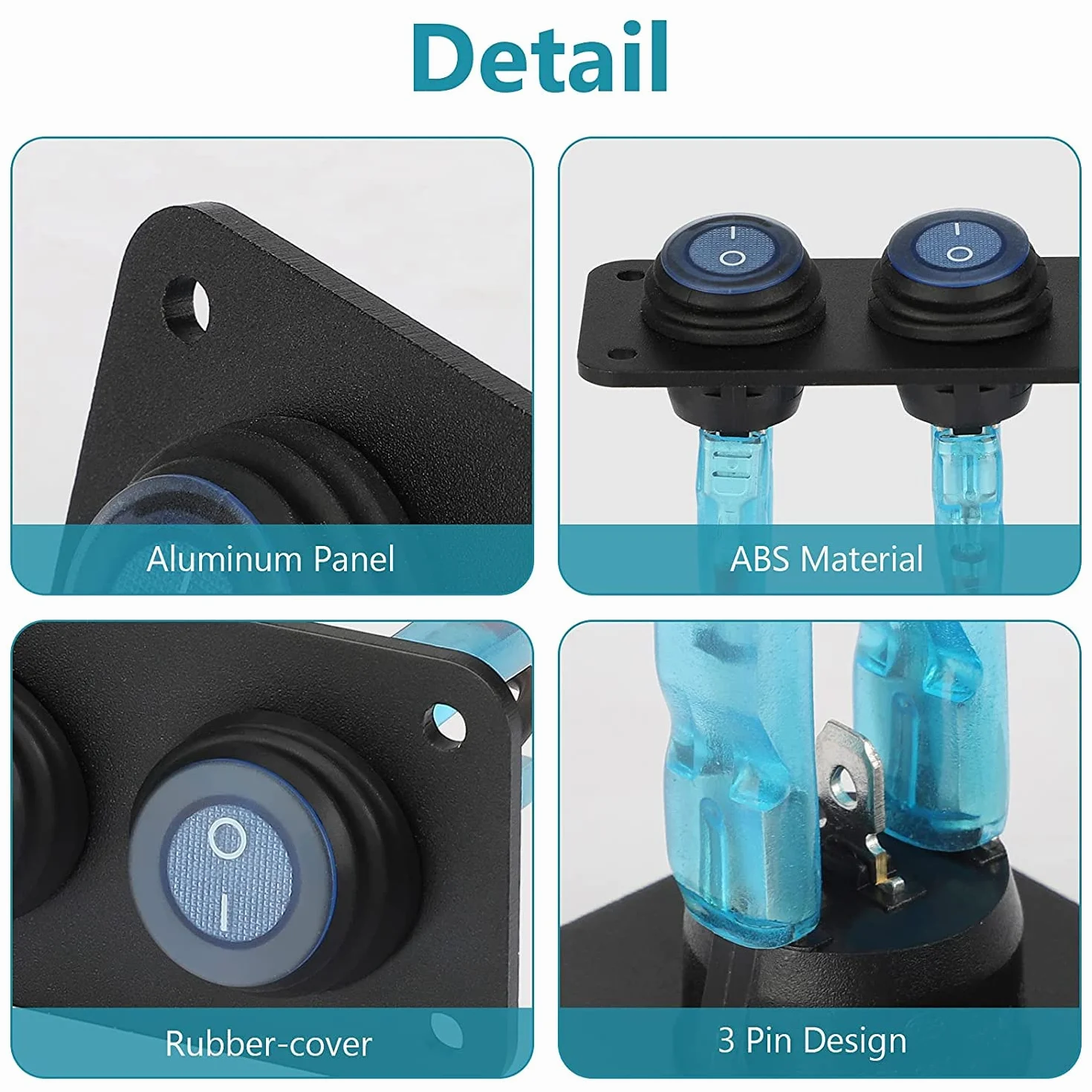 Gebildet 3Gang Pannello Interruttori a Bilanciere, 15A 12V-24VDC SPST 3pin 3posizioni On/Off Interruttore a Levetta a LED Blu Rotondo per Barche per Automatiche Car Marine Boat Yacht