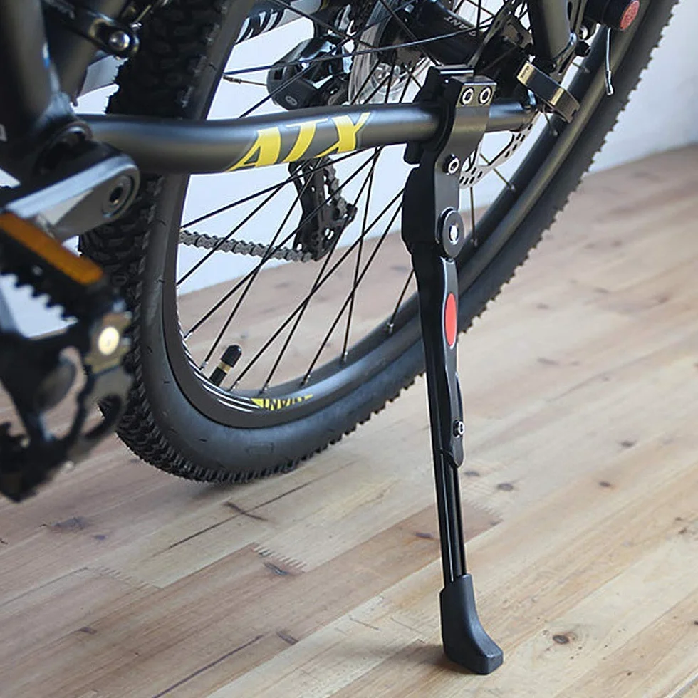 Cavalletto per bici Cavalletto laterale regolabile per bicicletta in lega di alluminio per bici con chiusura nascosta a molla, per biciclette da 24-27 pollici leggere, di peso medio e da crociera