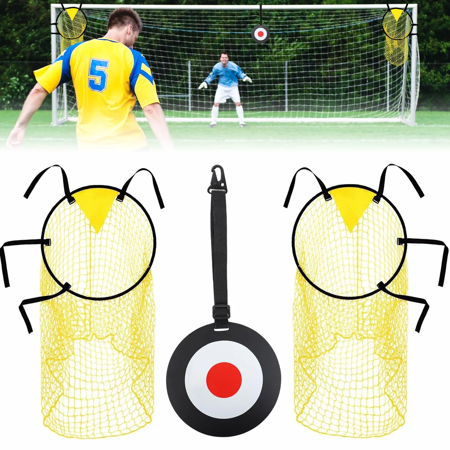 3 accessori per allenamento da calcio, inclusi cancello per cancelli da calcio e cancelli da calcio per giardino, bambini, accessori per l'allenamento del calcio, con bersaglio mobile