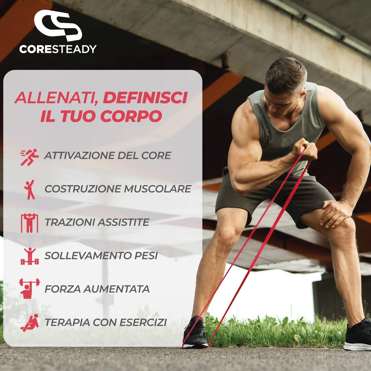 Coresteady Elastico Trazioni I Elastico Fitness per Trazioni alla Sbarra Assistite I Elastici per Palestra I Powerlifiting & Calisthenics I Allenamento per Uomini e Donne