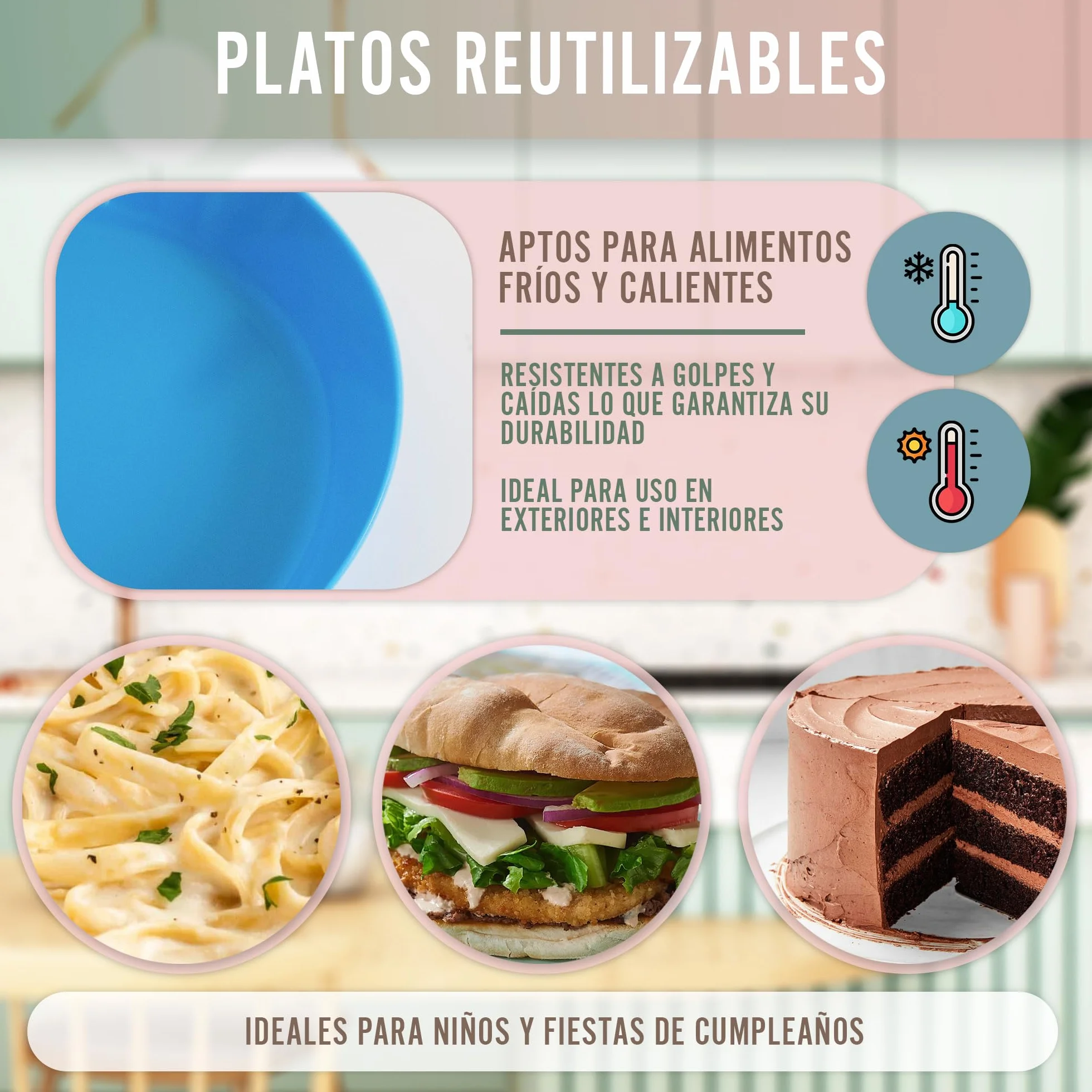 Piatti Plastica Rigida Lavabili 10 Pezzi, Set Piatti Campeggio Adatti Forno Microonde e Lavastoviglie