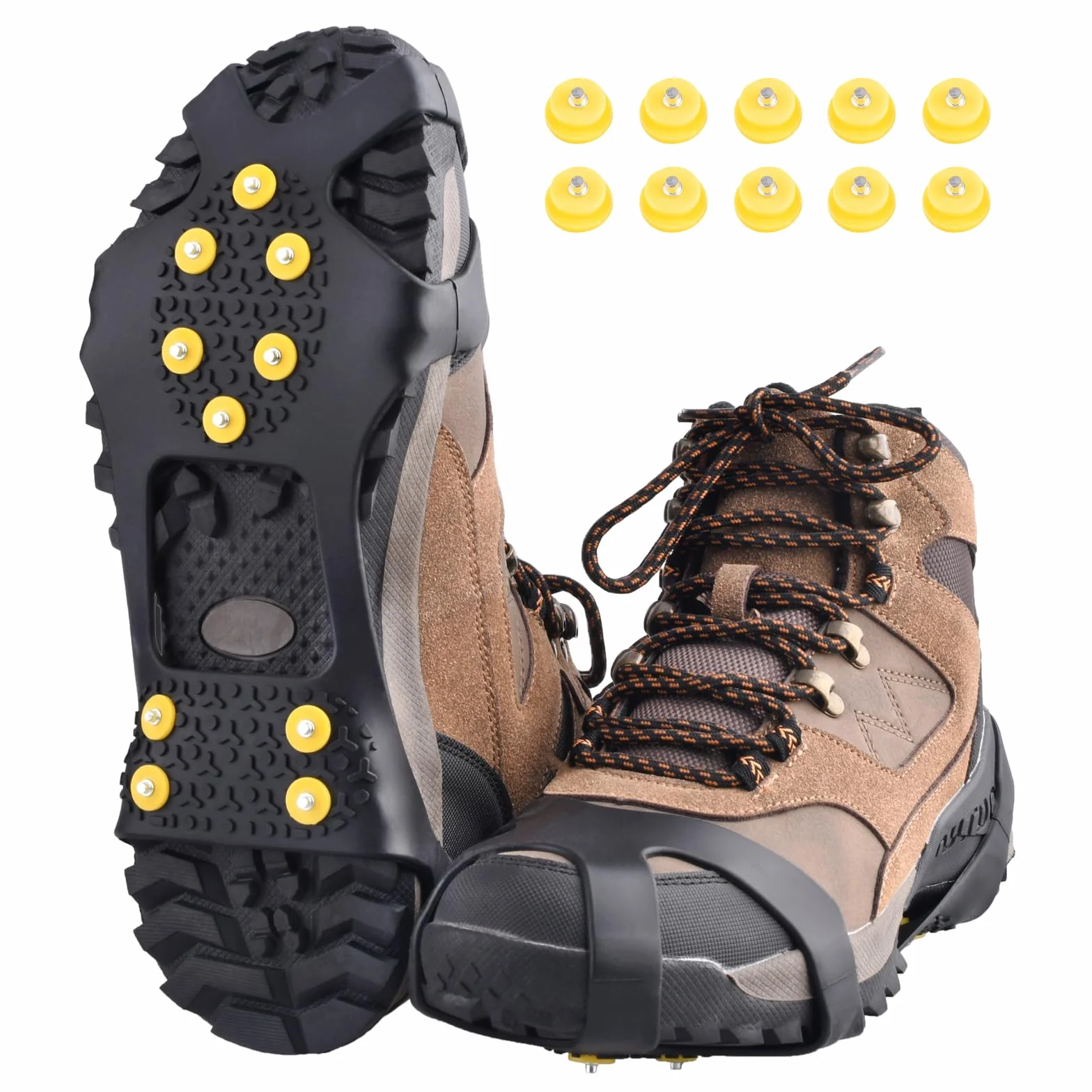 TRIWONDER Ramponcini da Neve e Ghiaccio Antiscivolo, 10/19 / 24 Denti Ramponi per Scarponi e Scarpe, per Trekking Alpionismo Esursioni Pesca, Uomo Donna e Bambino