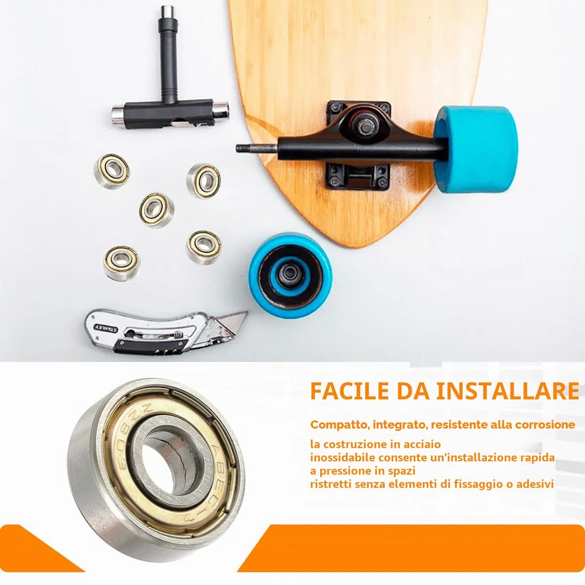 40 Pezzi 608 ZZ Cuscinetto A Sfera, Cuscinetti a Sfera in Miniatura, Miniature Groove Cuscinetti a Sfere, per Skateboard, Scooter, Pattini in Linea (8 mm x 22 mm x 7 mm)