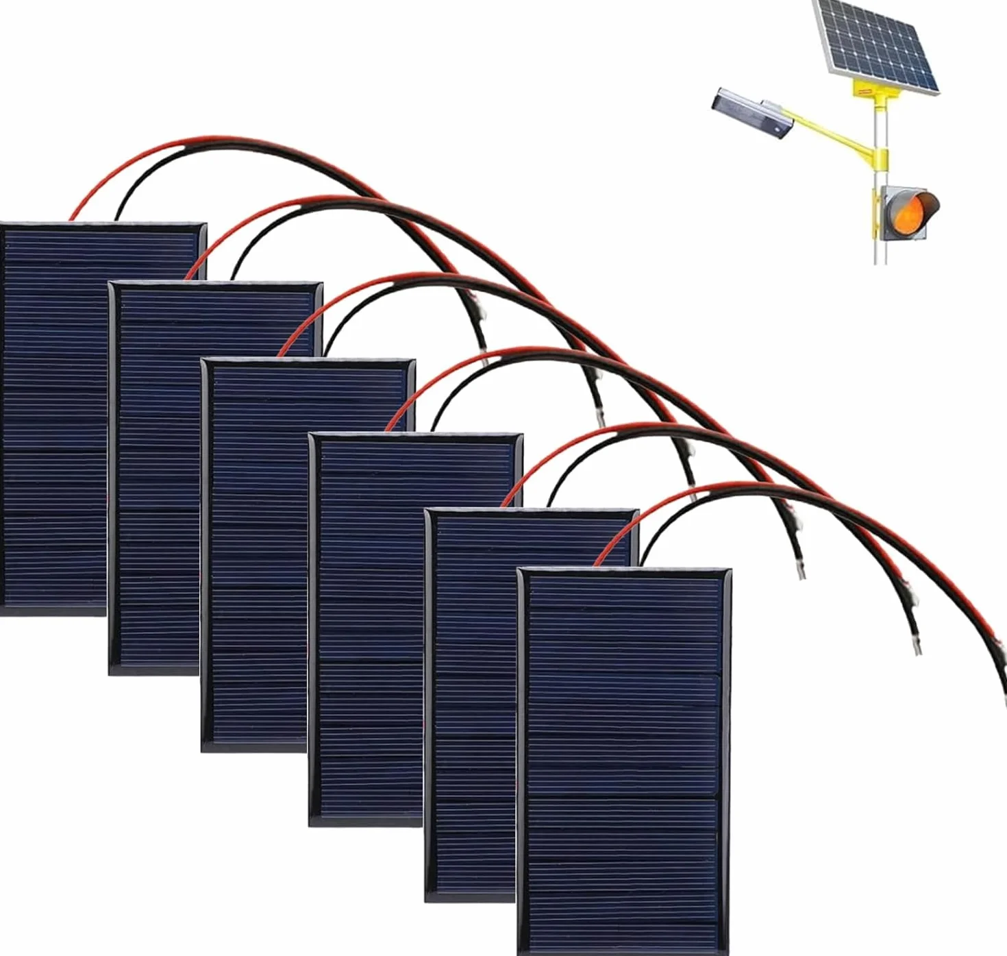 6 Pezzi 62 x 36 mm Micro Mini Pannelli Solari, 3V 0,27W 90mA Pannello Solare Portatile in Silicio Policristallino, Pannello Fotovoltaico per Energia Solare Home Progetti di Scienza Caricabatterie