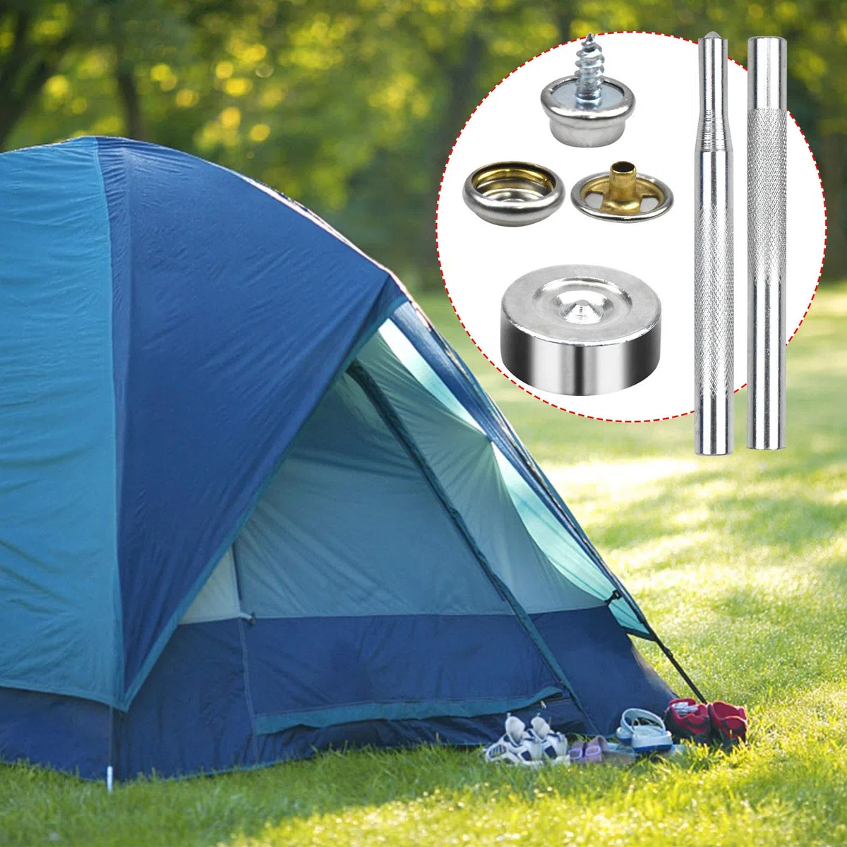 20 Kit Bottoni a Pressione Automatici Vite, Metallo Fissaggio a Bottoni per Barca, Snap Button Fastener con Attrezzi d'Installazione per Barche Tenda, 63 Pezzi