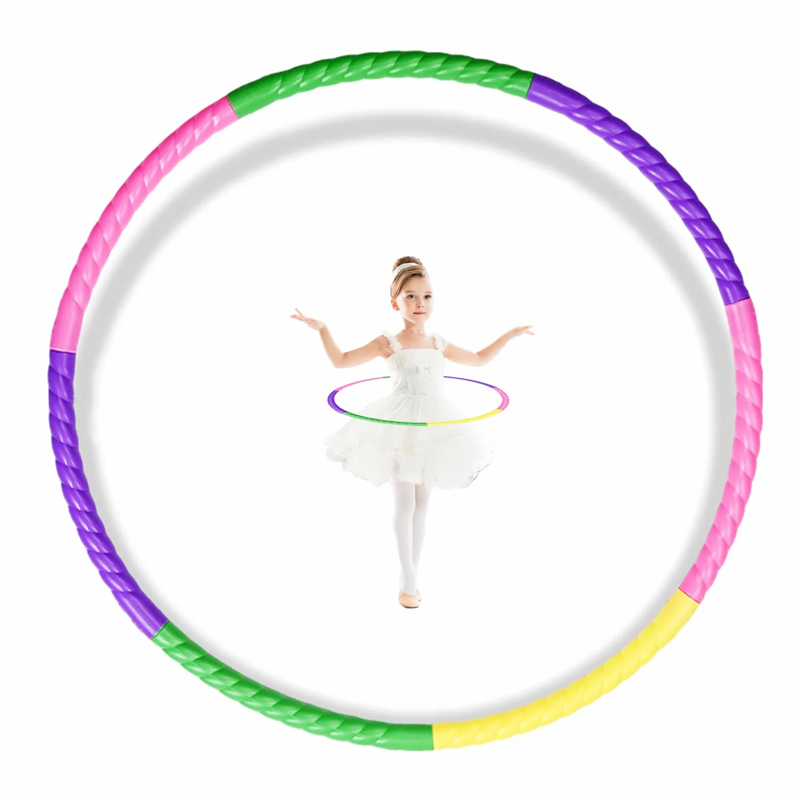 Hula Hoop per Bambini, Hula Fitness Hoop per Bambini, 7 Sezioni Smontabile Cerchio Fitness Regolabile, Cerchio per Esercizi per Ginnastica, Danza, Giochi, Dimagrimento