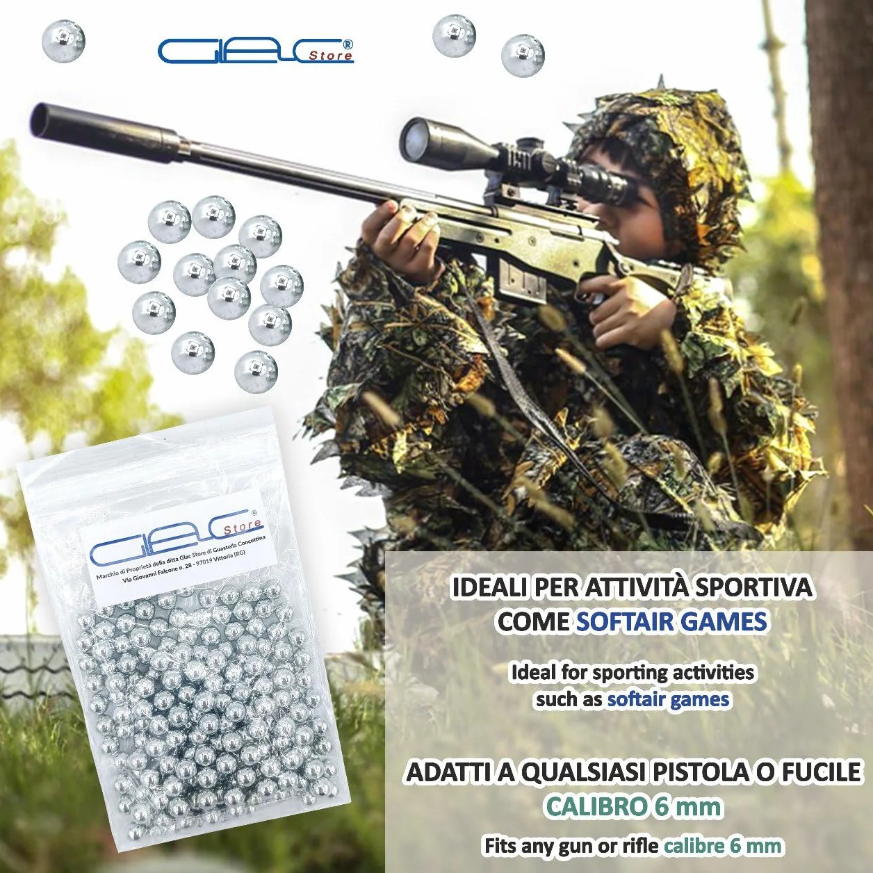 250 Pz Pallini in Acciaio Metallo da 6 mm per Softair Soft Air Pistole Fucili 0,80 Grammi Calibrati per Airsoft